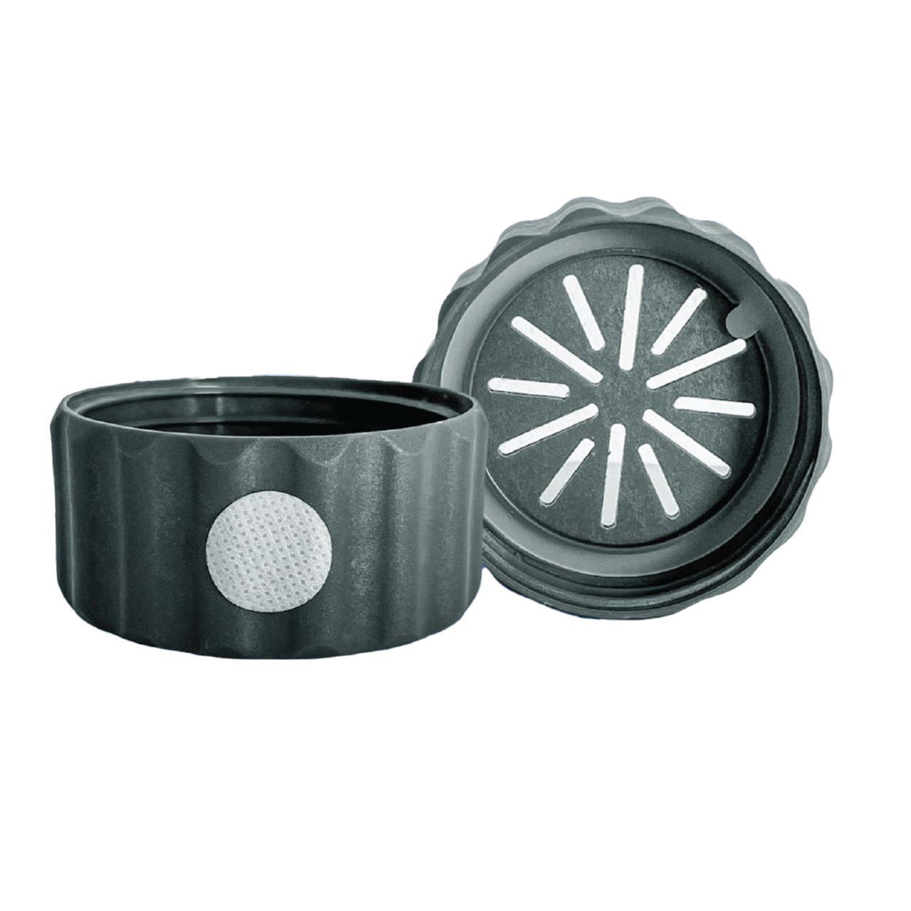 BioCoupler™ image: facilitates mixing, wetting, and agitating propagules. Offers high humidity, filtered air, and gas exchange without plumbing or electricity. Fits standard mason jars (70-G450 finish, 8-32 liquid ounces).