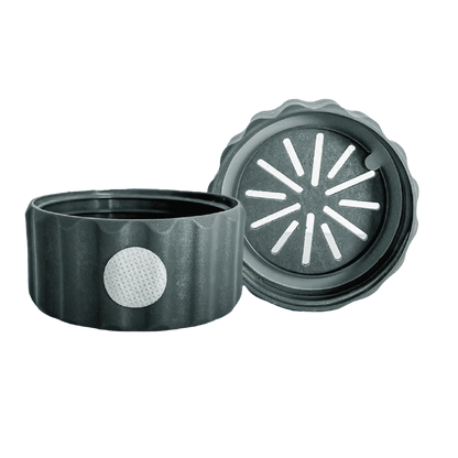 BioCoupler™ image: facilitates mixing, wetting, and agitating propagules. Offers high humidity, filtered air, and gas exchange without plumbing or electricity. Fits standard mason jars (70-G450 finish, 8-32 liquid ounces).