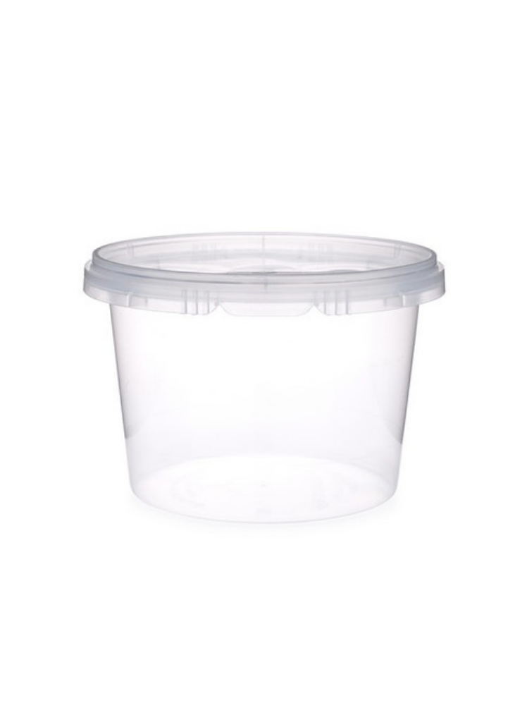 Empty round snap lock container.