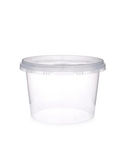 Empty round snap lock container.